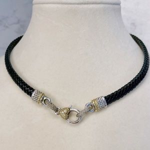 Judith Ripka Two 925/18K Gold Leather Choker